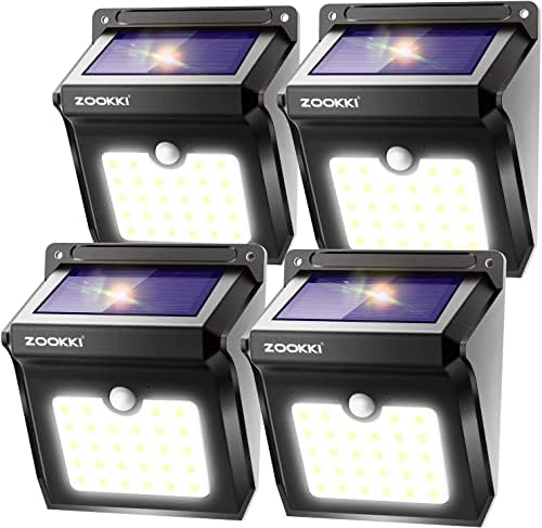Solar Outdoor Lights -120° Illumination Solar Motion Sensor Lights Outdoor – IP65 Waterproof Wireless Security Outdoor Solar Powered Lights for Garden Fence Patio Deck?28LED 4-Pack?
